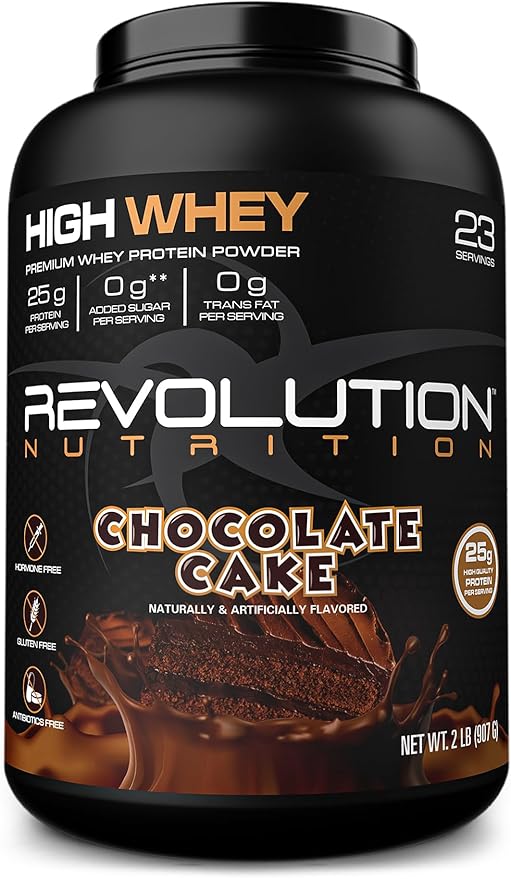 High Whey, Protein Powder, Whey Isolate, Gluten Free, Lean Muscle Mass for Men & Women, 25g of Protein Per Scoop, 908 g, 24 Servings (Chocolate Cake, 2 Pound)