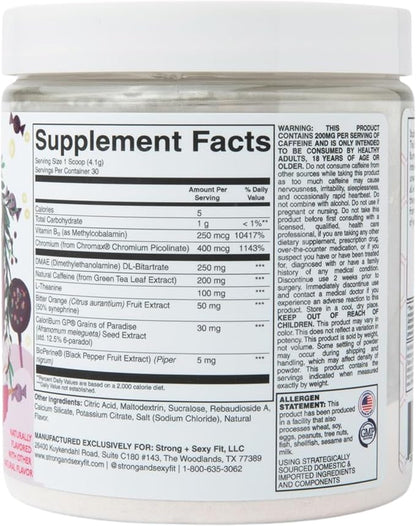 Strong + Sexy Fit, Weight & Diet Support Health Supplement, Workout Drink Powder, Natural Energy with Green Tea Extract, Appetite & Metabolism Support, Supplements for Women, Sugarplum Flavor, 30 Svg