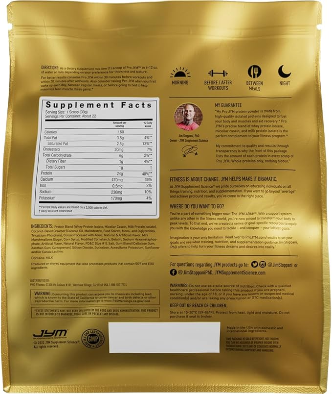 JYM Supplement Science Pro JYM S'Mores Protein Powder - Whey Protein Isolates, Casein, & Milk Protein, Lean Muscle Building for Men & Women, 22 Servings