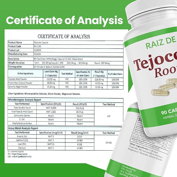 Tejocote Root Premium Herbal Supplement - Natural and Healthy Detox Supplements - 90 Tejocote Root en Forma de Capsulas