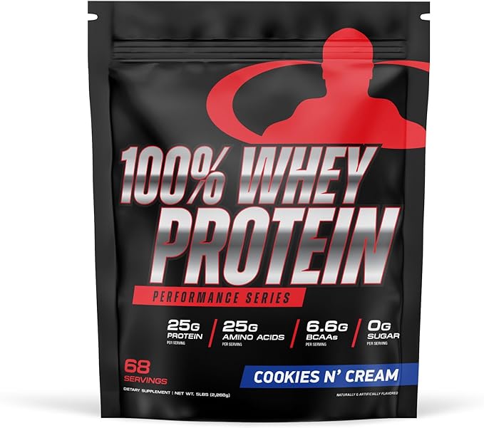 Goliath Labs 100% Whey Protein Powder Isolate/Blend | Fast-Absorbing Workout Supplements for Men and Women | 25g of Pure Protein and 5.5g of BCAAs | 5 lbs, 68 Servings (5 LB, Cookies n Cream)