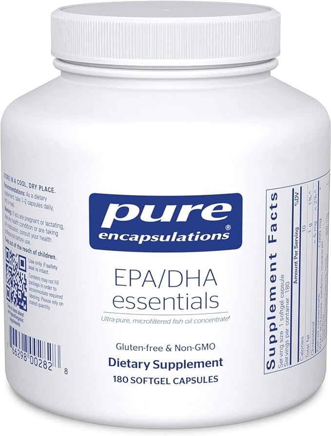 Pure Encapsulations EPA/DHA Essentials - Fish Oil Concentrate Supplement to Support Cardiovascular Health - Premium EPA & DHA Supplement with Omega 3-180 Softgel Capsules