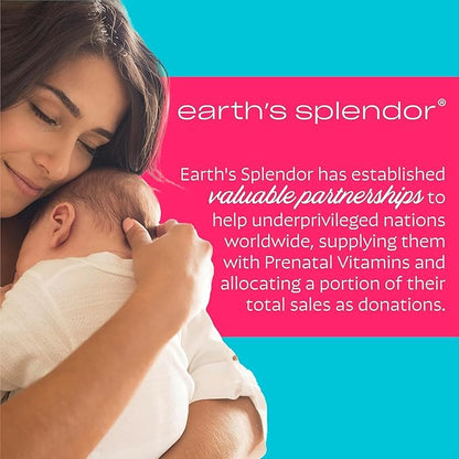 Earth's Splendor Prenatal Multivitamin: Supports a Healthy Pregnancy, Growth/Brain Development for Baby, Folic Acid, Iron, Non-GMO, MMS Clinically Studied Formulation - 6 Month Supply, 180 Tablets