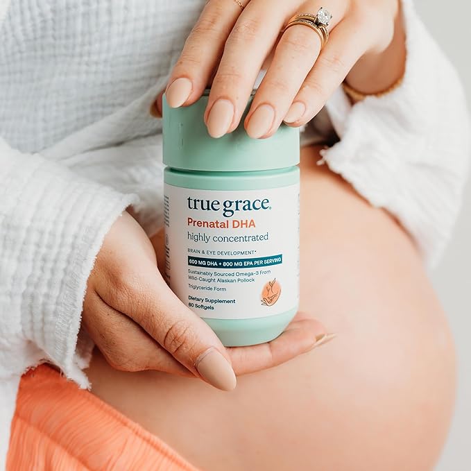 True Grace Prenatal DHA - 60 Softgels - 1400mg of DHA & EPA - for Pre-Conception, Pregnancy & Lactation - Wild Caught & Sustainably Sourced - Gluten Free - 30 Day Supply