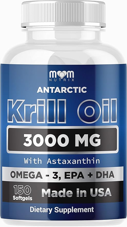 Dr. JOEL'S MOM NUTRIX Antarctic Krill Oil Supplement - 3000 mg Per Serving - 150 Softgels - High Absorption EPA, DHA, Astaxanthin & Phospholipid - No Fishy Aftertaste Like Fish Oil - Made in USA