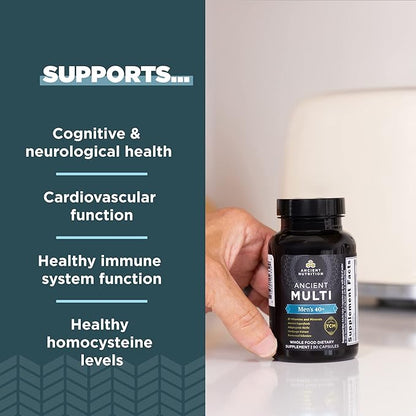 Multivitamin for Men by Ancient Nutrition, Ancient Multi Men's 40+ Once Daily Vitamin Supplement 90 ct, Vitamin A, Vitamin B and Vitamin K2, Supports Immune System, Paleo and Keto Friendly