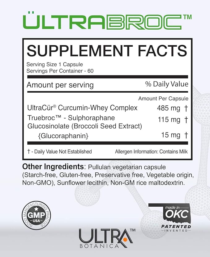 Detoxification Supplement | Broccoli Seed Extract & LPS Curcumin, Sulforaphane Glucoraphanin | Nutritional Supplement, Liver Support, Antioxidant Supplement, Fast Absorption | 60 Veg Capsules