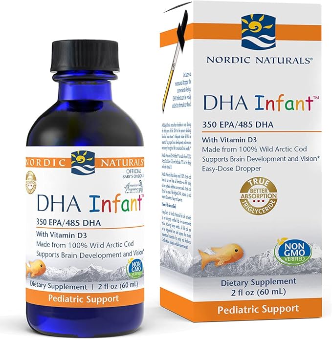 Nordic Naturals DHA Infant, Unflavored - 2 oz - 1050 mg Omega-3 + 300 IU Vitamin D3 - Supports Brain & Vision Development in Babies - Non-GMO - 12 Servings
