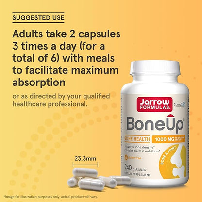 Jarrow Formulas BoneUp for Bone Density and Skeletal Nutrition, Includes Vitamin D3, K2 (as MK-7) and Calcium, 240 Capsules