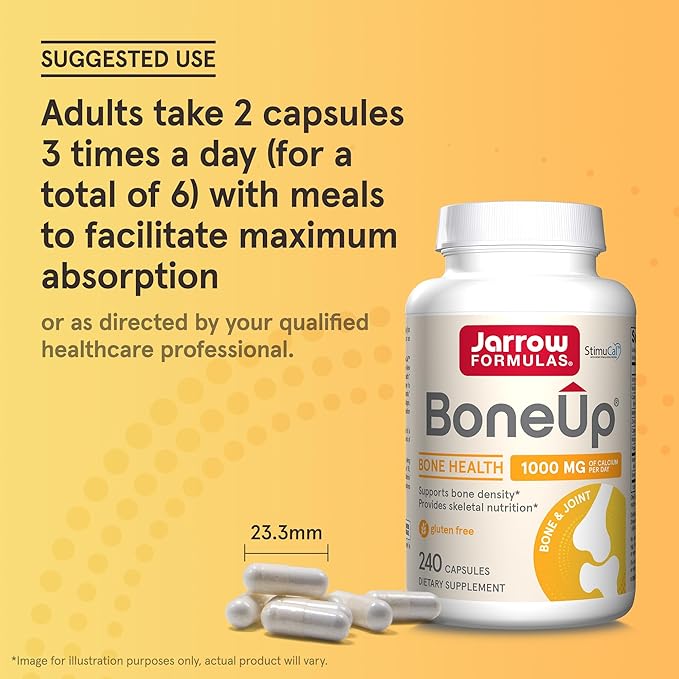 Jarrow Formulas BoneUp for Bone Density and Skeletal Nutrition, Includes Vitamin D3, K2 (as MK-7) and Calcium, 240 Capsules