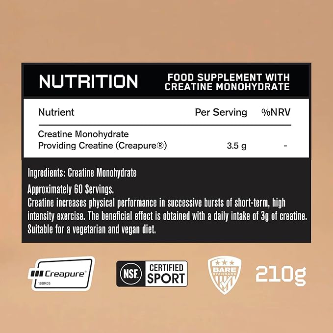 BARE PERFORMANCE NUTRITION, BPN Pure Creatine Monohydrate Powder by Creapure, 5g of Creatine per Serving, Supports Muscle Growth, Unflavored Creatine Powder, 60 Servings