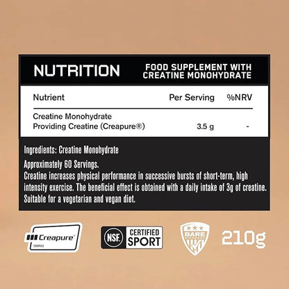BARE PERFORMANCE NUTRITION, BPN Pure Creatine Monohydrate Powder by Creapure, 5g of Creatine per Serving, Supports Muscle Growth, Unflavored Creatine Powder, 60 Servings
