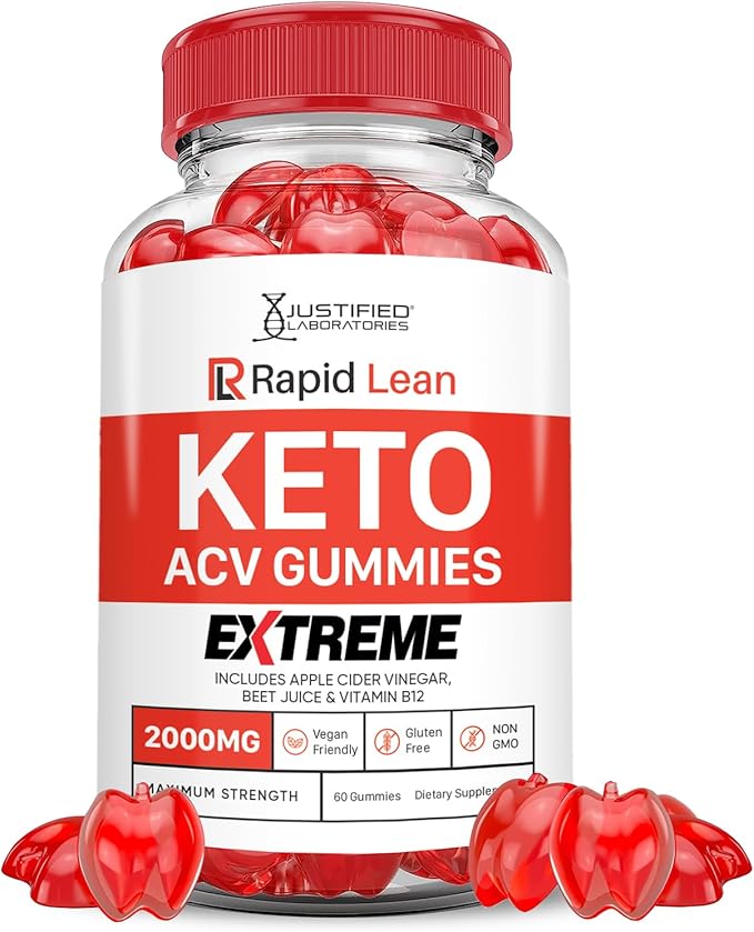 Rapid Lean Keto ACV Gummies Extreme 2000MG Rapid Lean Keto Gummies Apple Cider Vinegar Formulated with Pomegranate Beet Juice Powder B12 Vegan Non GMO 60 Gummys
