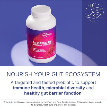 Microbiome Labs MegaPre DF - Dairy-Free Prebiotic Fiber Supplement - Gut Health Prebiotics for Women, Men & Kids 3+ - Support Microbial Diversity (180 Capsules)