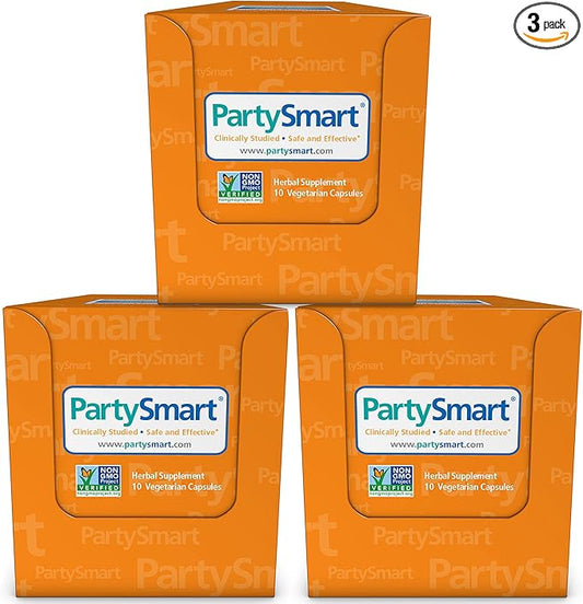 Himalaya PartySmart, One Capsule for a Better Morning After Drinking, Plant Based, Liver Support, Alcohol Breakdown, Clinically Studied, Non-GMO Project Verified, 10 Capsules, 3 Pack