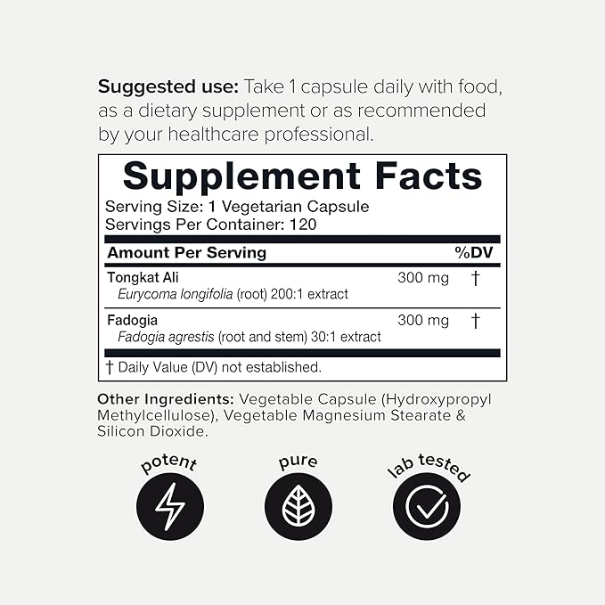 Ultra Concentrated 69,000mg Tongkat Ali Fadogia Agrestis Blend – 200:1 Tongkat Ali + 30:1 Fadogia Agrestis - Third-Party Tested 2% Pure Eurycomanone -Fadogia Agrestis and Tongkat Ali Supplement