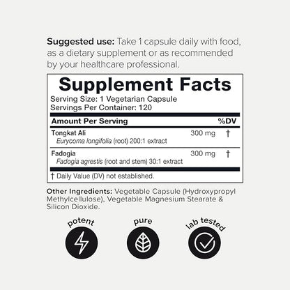 Ultra Concentrated 69,000mg Tongkat Ali Fadogia Agrestis Blend – 200:1 Tongkat Ali + 30:1 Fadogia Agrestis - Third-Party Tested 2% Pure Eurycomanone -Fadogia Agrestis and Tongkat Ali Supplement