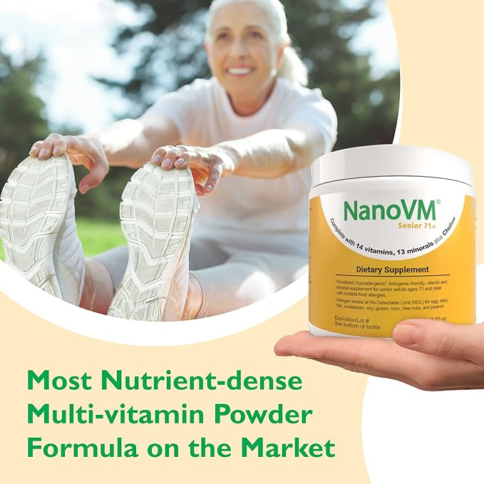 Senior 71+, Allergen-Free Vitamin Supplements, Unflavored Multivitamin Powder with 14 Vitamins & 13 Minerals, Low-Carbohydrate Mineral Supplements, 275g - Solace Nutrition