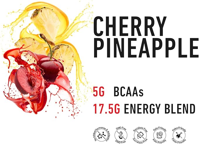 Preworkout Women Fat Burn Caffeine Powder BCAA Energy Creatine Powder Pre Workout Women Pre Workout for Men | Increased Endurance & Focus (Cherry Pineapple)