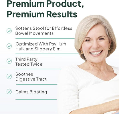 Better Fiber - Daily Fiber Supplement - Soften Stool for Effortless Bowel Movements - with Psyllium Hulk and Slippery Elm - 6 Bottles