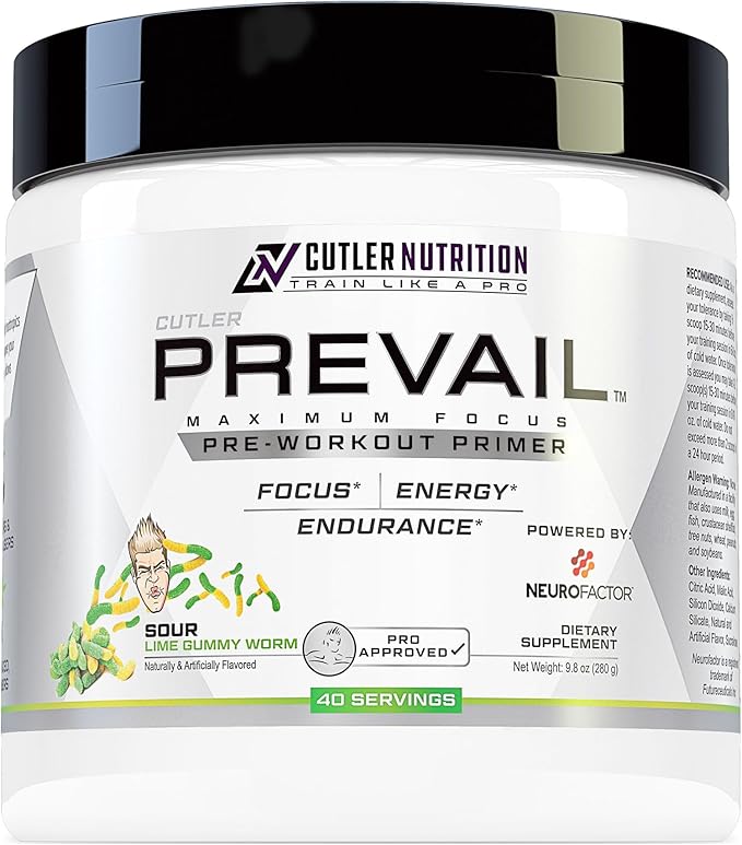 Prevail Pre Workout Powder with Nootropics: Pre Workout for Men and Women, Cutting Edge Energy and Focus Supplement with L Citrulline, Alpha GPC, L Tyrosine | Sour Lime Gummy, 40 Scoops