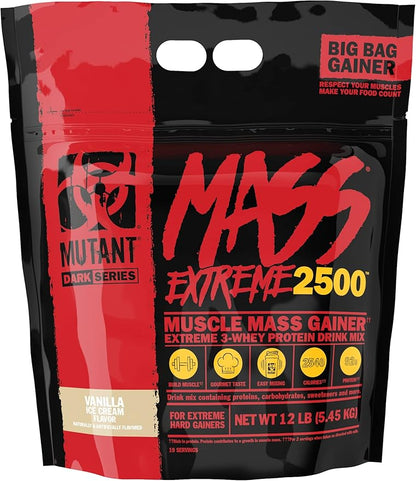 Mutant Mass Extreme Gainer – Whey Protein Powder – Build Muscle Size and Strength – High Density Clean Calories (Vanilla Ice Cream, 12 lbs)