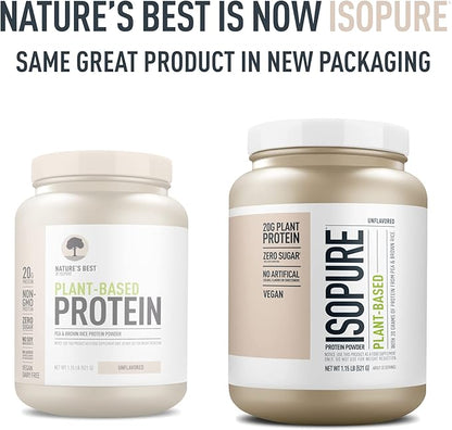 Isopure Unflavored Vegan Protein Powder, with Amino Acids, Post Workout Recovery, Sugar Free, Plant Based, Organic Pea Protein, Dairy Free, 20 Servings (Packaging May Vary)