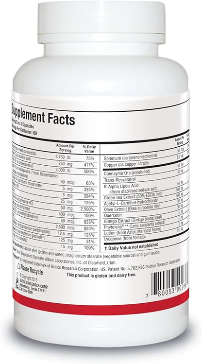 Biotics Research VasculoSirt®– Formulated with The Assistance of Mark Houston, MD, Cardiovascular and Healthy Support for Healthy Blood Flow Support, CoQ10, Resveratrol, ALA, Gingko - 300 Capsules