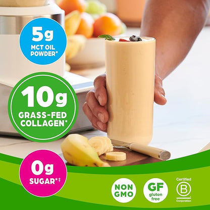 Orgain Keto Collagen Protein Powder, Vanilla - 10g Grass Fed Hydrolyzed Collagen Peptides for Women & Men, Type I & III, 5g MCT Oil - Hair, Skin, Nail, & Joint Support, Non-GMO, Gluten Free - 0.88lb