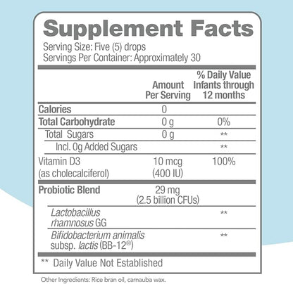 Culturelle Baby Probiotic Drops + Vitamin D, Immune & Digestive Health Support for Babies, Infants & Newborns 0-12 Months, 30 Day Supply, Gluten Free & Non-GMO, 9ml