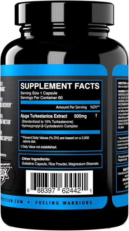 eFlow Nutrition Turkesterone Supplement for Men [Highest Purity] + Cyclodextrin for High Absorption - Increase Stamina, Lean Muscle Growth & Recovery, Boosts Drive - 3rd Party Tested (60 Capsules)