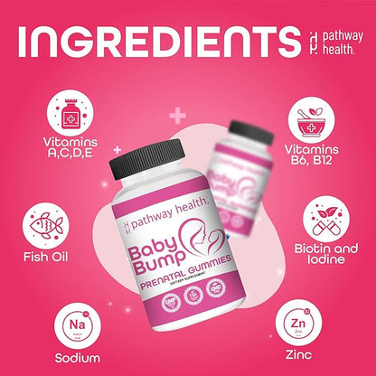 Pathway Health Baby Pump Prenatal Vitamin Gummies - 60 Capsules - Organic Pregnancy Supplements for Women - Gluten Free Multivitamin Prenatals - Prenatal Gummies with Iron, B12 & DHA
