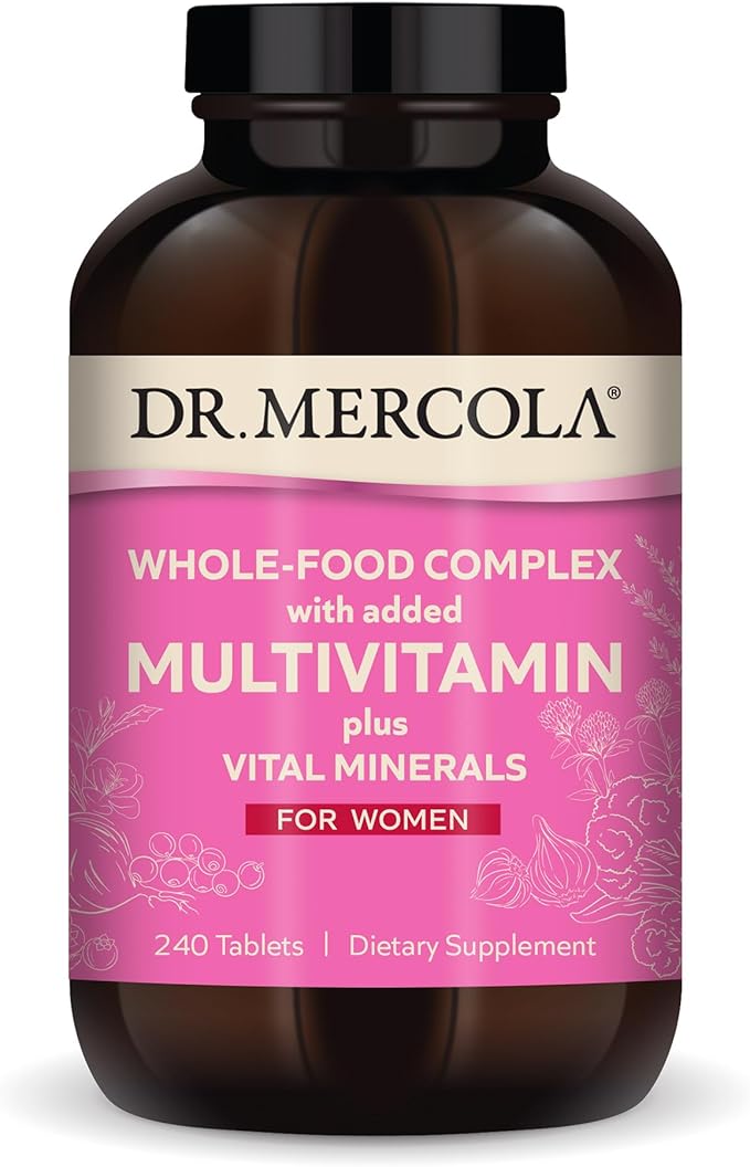 Dr. Mercola Whole-Food Complex with Added Multivitamin Plus Vital Minerals for Women, 30 Servings (240 Tablets), Dietary Supplement, Supports Overall Health