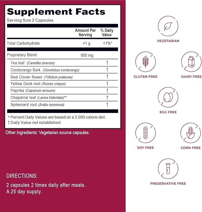 Kroeger Herb, Chem X, Daily Advanced Detox and Cleansing Formula, Supports Health Liver Function with Red Clover, Yellow Dock, Paprika & More - Non-GMO, Gluten Free, No Preservatives, Made in USA