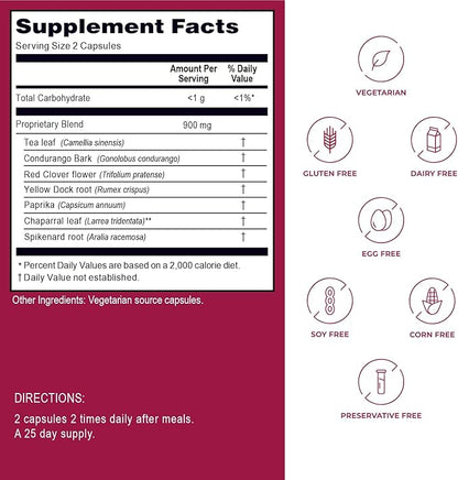 Kroeger Herb, Chem X, Daily Advanced Detox and Cleansing Formula, Supports Health Liver Function with Red Clover, Yellow Dock, Paprika & More - Non-GMO, Gluten Free, No Preservatives, Made in USA