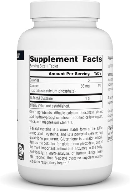 Source Naturals N-Acetyl Cysteine Antioxidant Support, Dietary Supplement That Supports Respiratory Health* - 1000 mg -120 Tablets