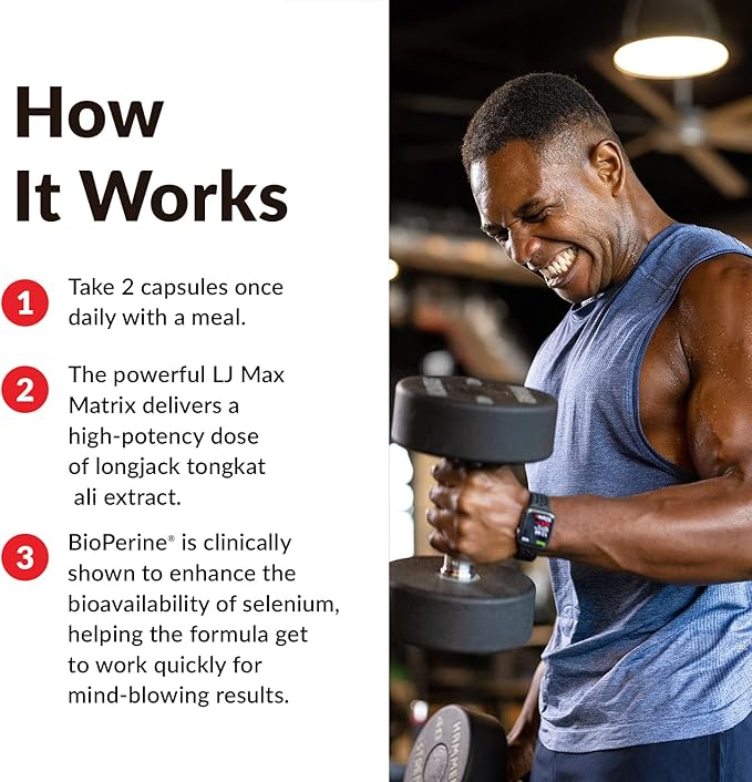 FORCE FACTOR Longjack Tongkat Ali Max, Tongkat Ali for Men, Male Stamina and Vitality Supplement Made with Key Natural Ingredients for Superior Absorption, 1200mg, 120 Capsules, 2-Pack