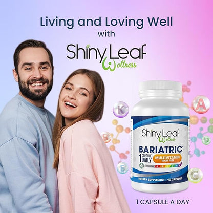 Bariatric Multivitamin Iron Free Capsules Calcium Citrate Chewable Strawberry Flavor - for Post Bariatric Surgery Including Gastric Bypass and Sleeve (30 Days)