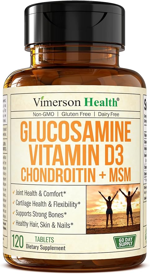 Glucosamine Chondroitin with Vitamin D3, Boswellia, MSM & Bromelain - Joint Health Supplement for Women & Men - Supports Hair, Skin and Nail Health, Strong Bones, and Immune Health. 120 Tablets