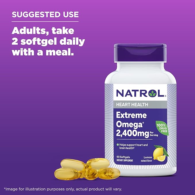 Natrol, Omega-3 Extreme Softgels, Heart Health Dietary Supplement, 60 Count