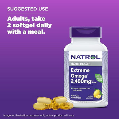 Natrol, Omega-3 Extreme Softgels, Heart Health Dietary Supplement, 60 Count