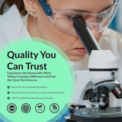 Black Walnut Detox Cleanse Supplement | Black Walnut, Wormwood, Clove, PAU D'Arco, Pumpkin Seed, Garlic, Zinc | Intestinal Guard for Humans | 60 Capsules