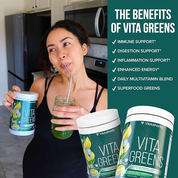 Vita Greens Superfood Powder: Immune and Digestion Support | Enhanced Energy | Daily Multivitamin Blend