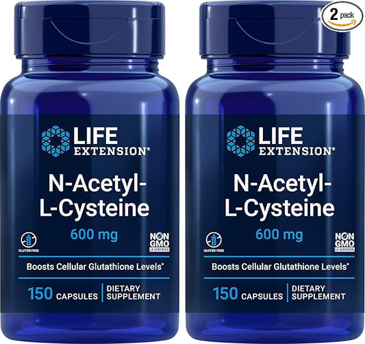 Life Extension N-Acetyl-L-Cysteine (NAC) 600mg, 150 Capsules (Pack of 2)
