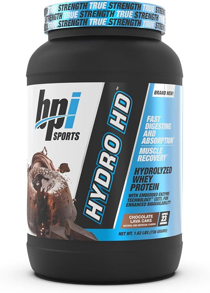 BPI Sports Hydro HD - 100% Hydrolyzed Whey Protein Powder - Muscle Growth, Recovery, 25g of Protein, Low Carb, Low Sugar, Fast Absorbing (23 Servings, Chocolate Lava Cake)