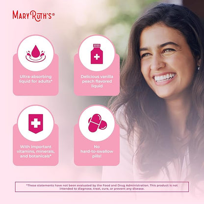 MaryRuth Organics USDA Organic Multivitamin for Women, Sugar Free Womens Multivitamin, Liquid Vitamins for Women, Immune Support Supplement, Ashwagandha, Methylfolate, Vegan, Non-GMO, 14 Servings