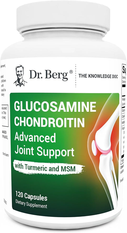 Dr. Berg Glucosamine Chondroitin MSM Turmeric & Boswellia - Advanced Joint Support Supplement with 1500 mg Glucosamine Sulfate - Includes 120 Capsules