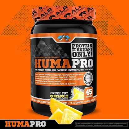 Humapro | Amino Acids Protein Matrix for Humans | 99% Utilization for Lean Muscle | Vegan, Gluten Free | 334g / 45 Servings (Fresh Cut Pineapple)