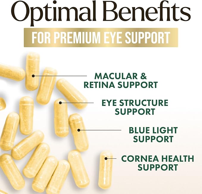 Eye Vitamin & Mineral Supplement, Contains Zinc, Vitamins C, E, Lutein, & Zeaxanthin, Supports Eye Strain, Vision Health for Adults, Non-GMO, Vegan Eye Vitamins Supplement - 120 Capsules