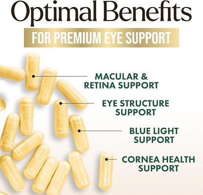 Eye Vitamin & Mineral Supplement, Contains Zinc, Vitamins C, E, Lutein, & Zeaxanthin, Supports Eye Strain, Vision Health for Adults, Non-GMO, Vegan Eye Vitamins Supplement - 120 Capsules